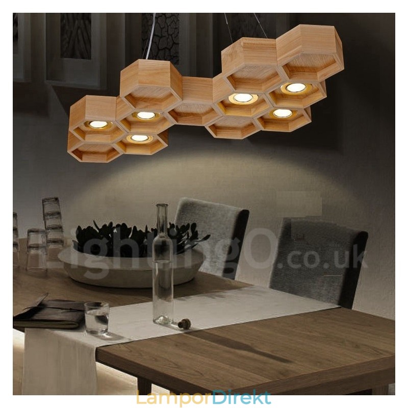 6 Ljus Trä Modern Contemporary Pendellampa