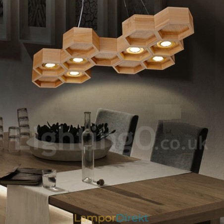 6 Ljus Trä Modern Contemporary Pendellampa 6 Ljus Trä Modern Contemporary Pendellampa
