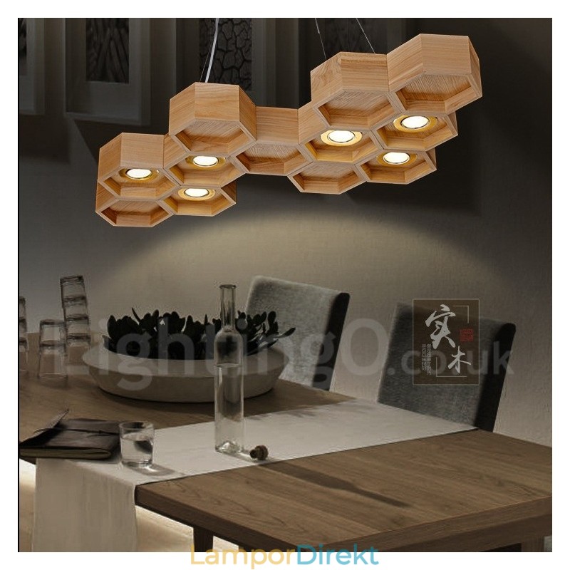 6 Ljus Trä Modern Contemporary Pendellampa