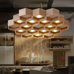 12 Ljus Trä Modern Contemporary Pendellampa