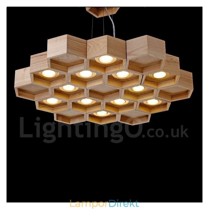12 Ljus Trä Modern Contemporary Pendellampa