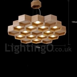 12 Ljus Trä Modern Contemporary Pendellampa