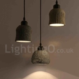 Retro Vintage Wood Concrte Pendellampa
