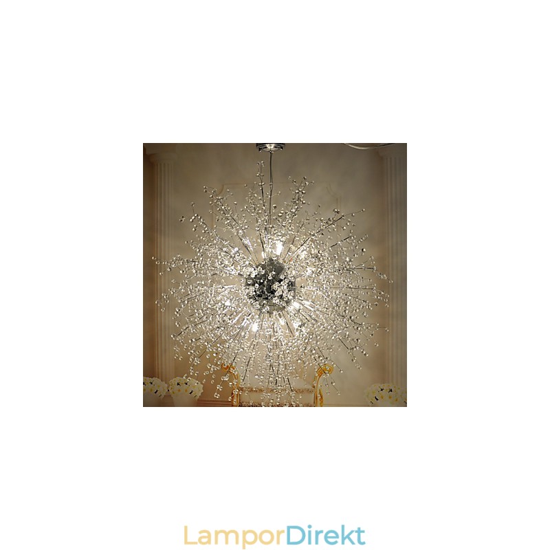 Modern Lantern Globe Crystal Chrome Metal Flush Mount