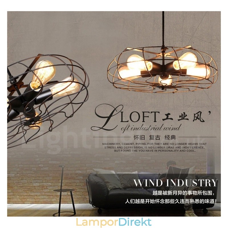 Retro Vintage 5 Light Pendellampa