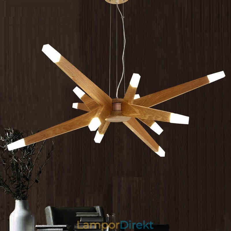 Modern Contemporary Wood 12 Light Pendellampa