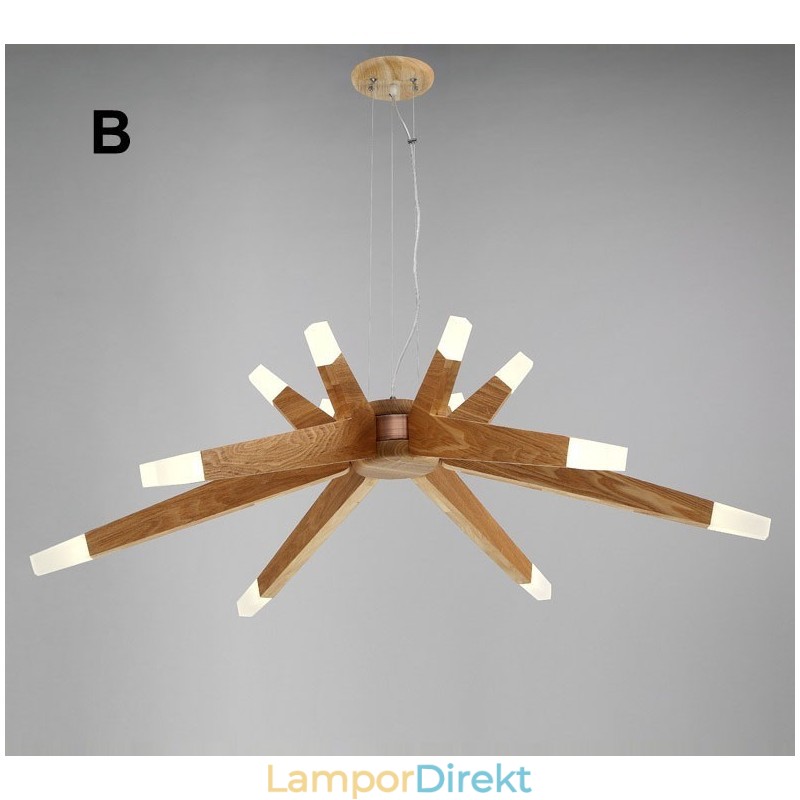 Modern Contemporary Wood 12 Light Pendellampa