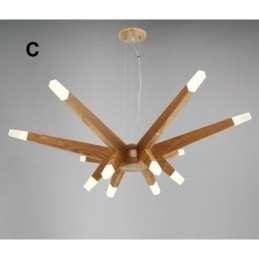 Modern Contemporary Wood 12 Light Pendellampa