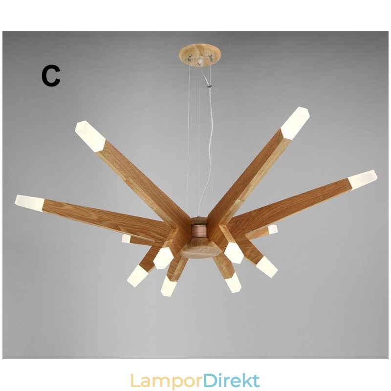 Modern Contemporary Wood 12 Light Pendellampa