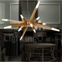 Modern Contemporary Wood 12 Light Pendellampa