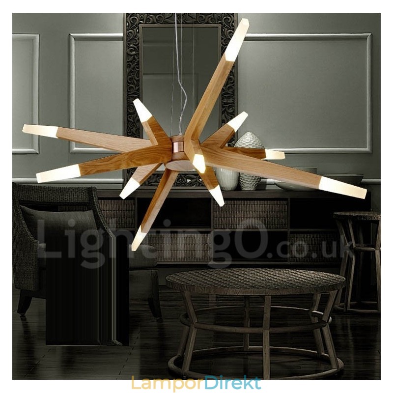 Modern Contemporary Wood 12 Light Pendellampa