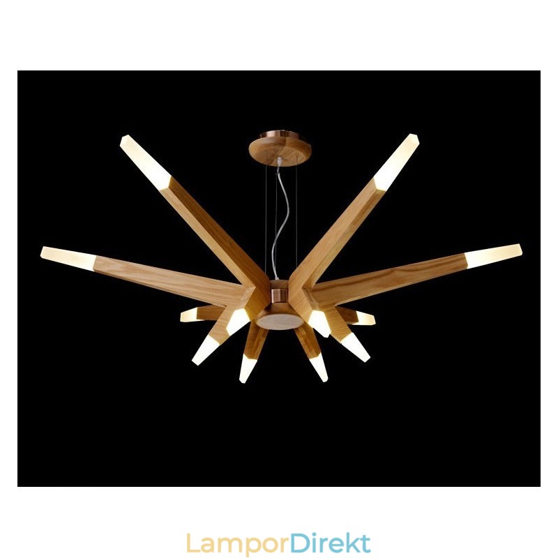 Modern Contemporary Wood 12 Light Pendellampa