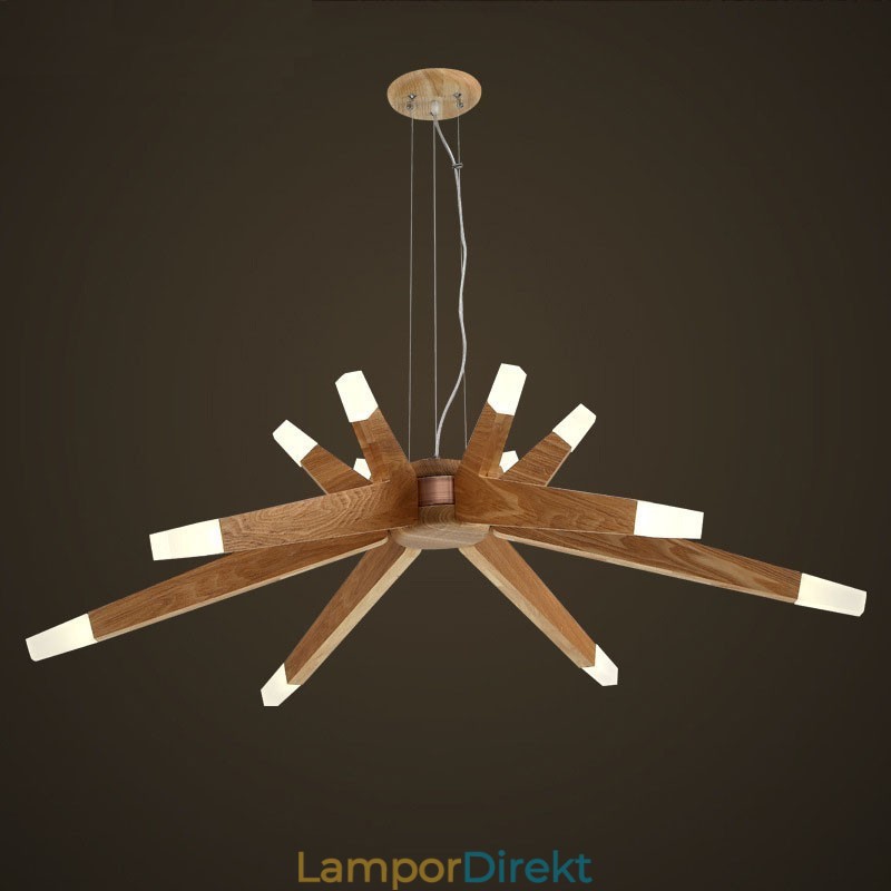 Modern Contemporary Wood 12 Light Pendellampa