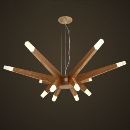 Modern Contemporary Wood 12 Light Pendellampa