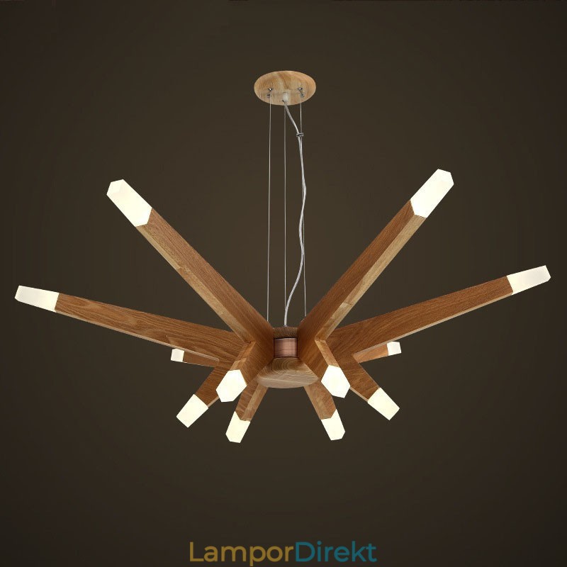 Modern Contemporary Wood 12 Light Pendellampa