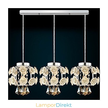 Blommor Och Kristallkrona Taklampa Blommor Och Kristallkrona Taklampa