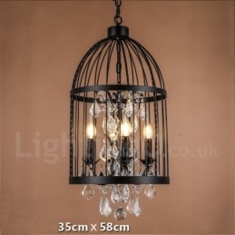 Retro Vintage Metal 4 Light Birdcage Pendellampa