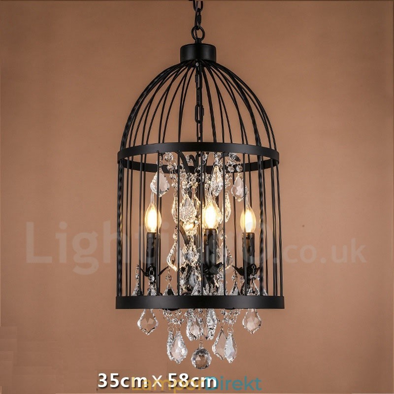 Retro Vintage Metal 4 Light Birdcage Pendellampa