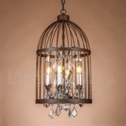 Retro Vintage Metal 4 Light Birdcage Pendellampa