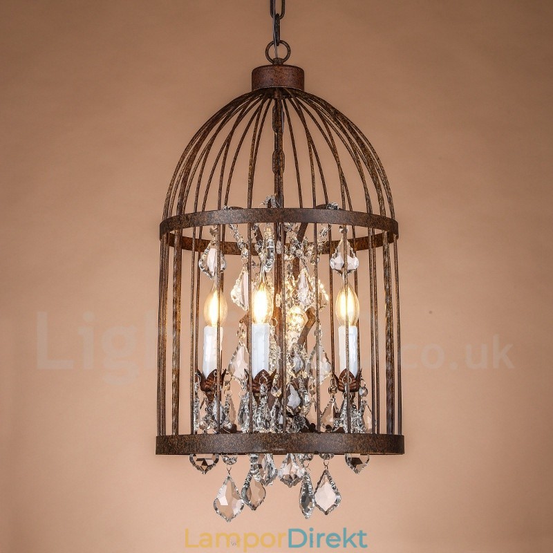 Retro Vintage Metal 4 Light Birdcage Pendellampa