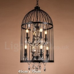 Retro Vintage Metal 8 Light Birdcage Pendellampa