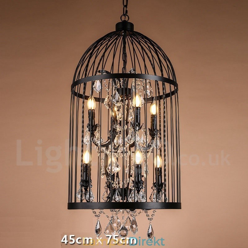 Retro Vintage Metal 8 Light Birdcage Pendellampa