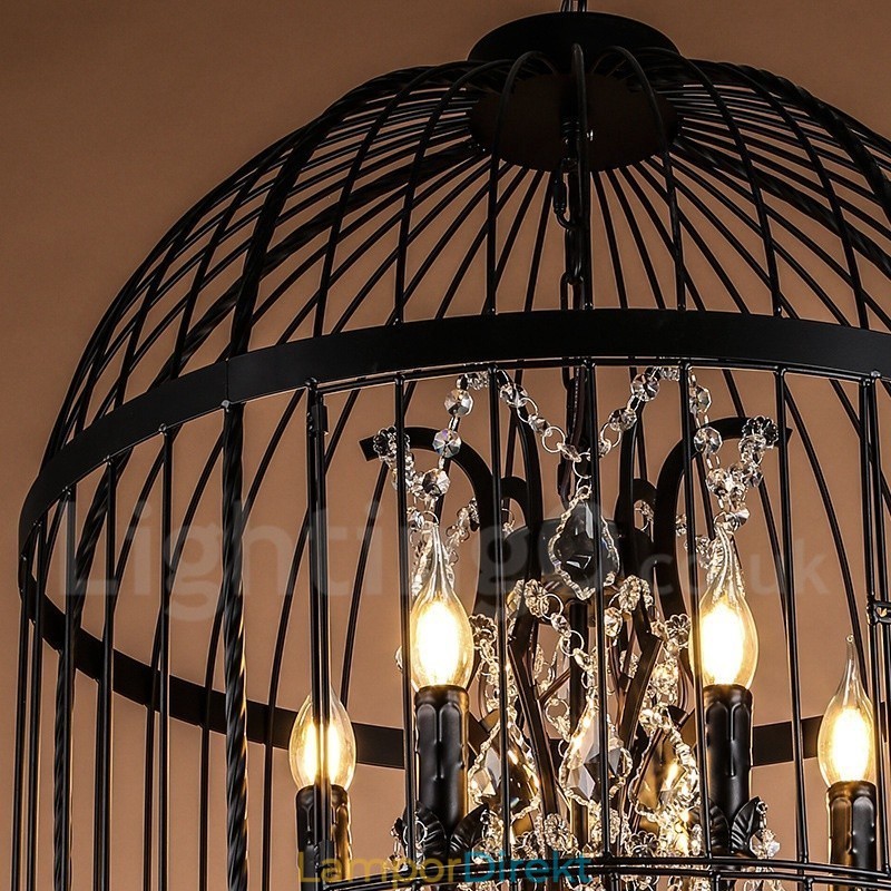 Retro Vintage Metal 8 Light Birdcage Pendellampa