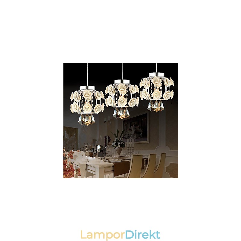 Blommor Och Kristallkrona Taklampa