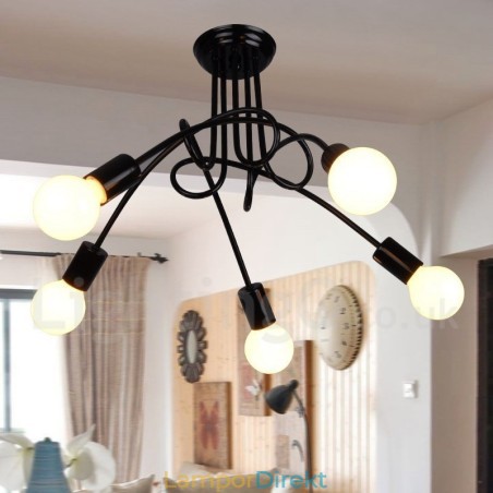 Black Country Metal 5 Light Chandelier Light Black Country Metal 5 Light Chandelier Light