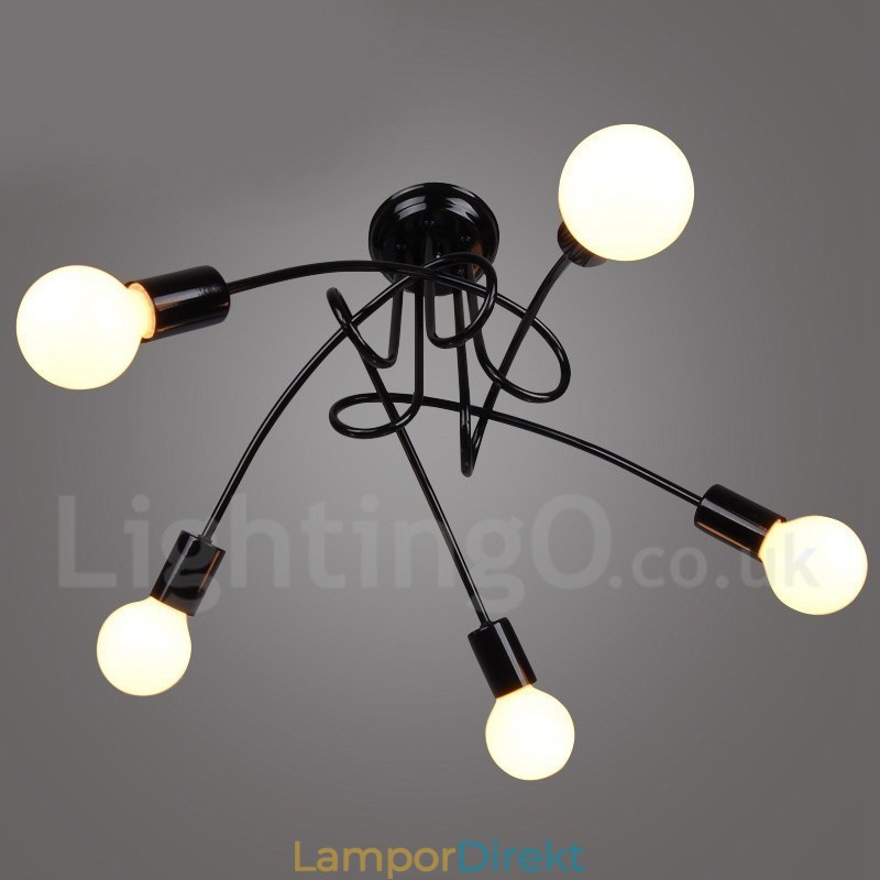 Black Country Metal 5 Light Chandelier Light