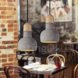 Retro Vintage Wood Concrte Single Light Pendellampa