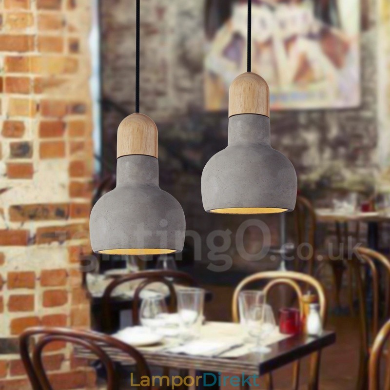 Retro Vintage Wood Concrte Single Light Pendellampa