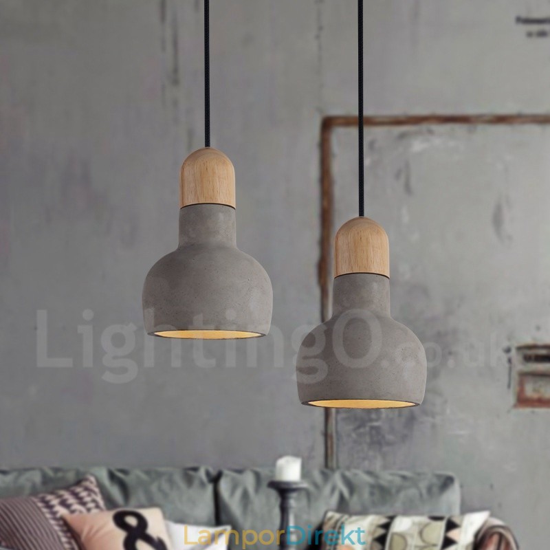 Retro Vintage Wood Concrte Single Light Pendellampa