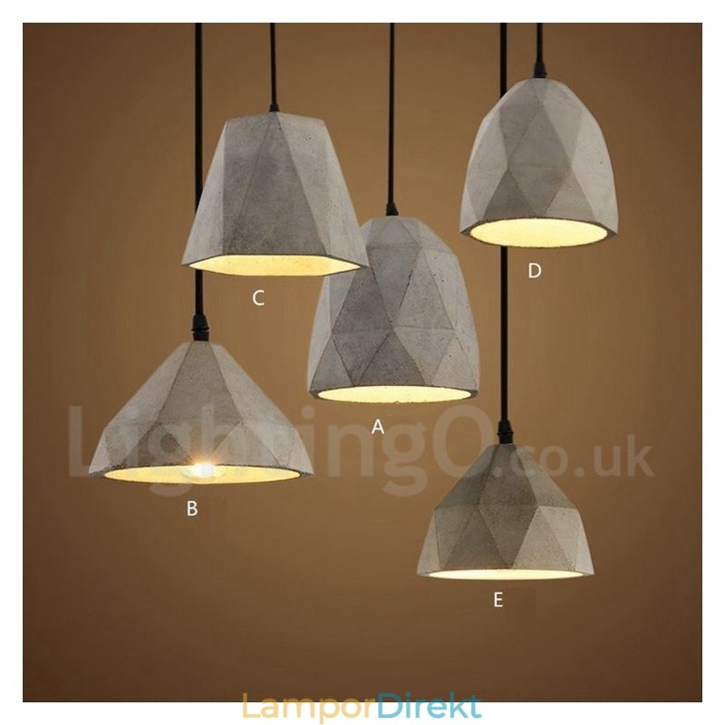 Vintage Concrte 1 Ljus Taklampa
