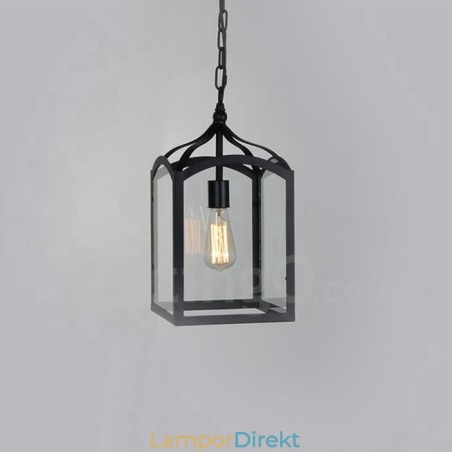Metal Rustic Lodge Pendellampa Med Glasskärm Metal Rustic Lodge Pendellampa Med Glasskärm