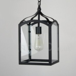 Metal Rustic Lodge Pendellampa Med Glasskärm