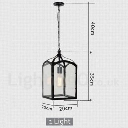 Metal Rustic Lodge Pendellampa Med Glasskärm