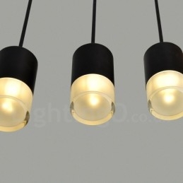 För 3 Ljussvart Taklampa Med Glasskärm