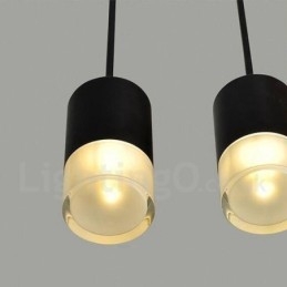 För 3 Ljussvart Taklampa Med Glasskärm
