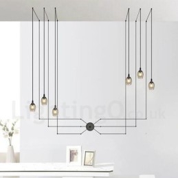 För 6 Ljus Taklampa Med Glasskärm