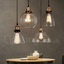 Retro Vintage Taklampa Med Glasskärmslampa