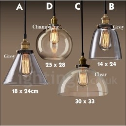Retro Vintage Taklampa Med Glasskärmslampa