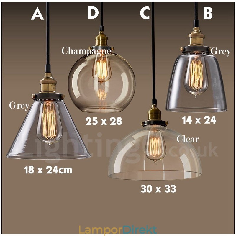 Retro Vintage Taklampa Med Glasskärmslampa
