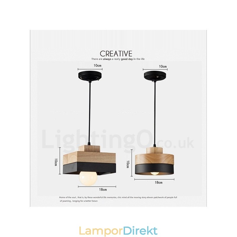 Modern Och Modern Trä Och Metall Trä Taklampa