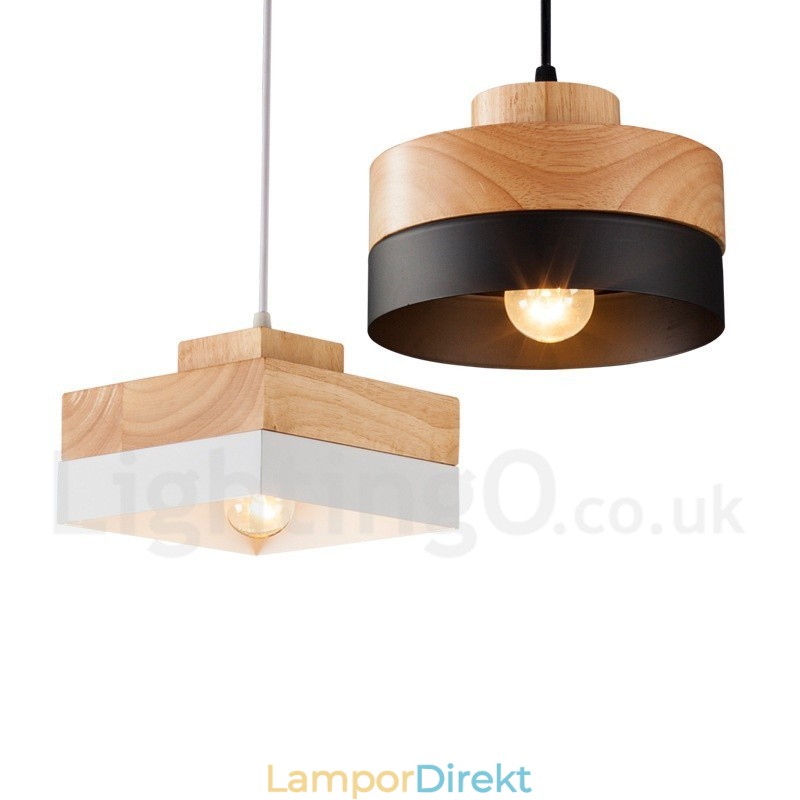 Modern Och Modern Trä Och Metall Trä Taklampa