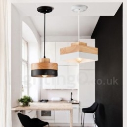 Modern Och Modern Trä Och Metall Trä Taklampa