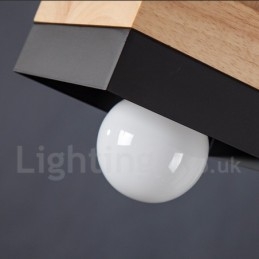 Modern Och Modern Trä Och Metall Trä Taklampa