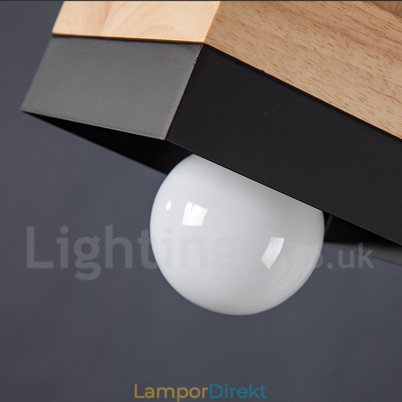 Modern Och Modern Trä Och Metall Trä Taklampa