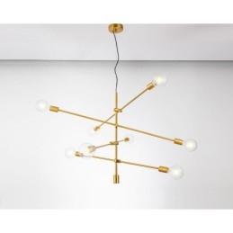 6 Ljus Kopparkrona Med Glasskärmslampa