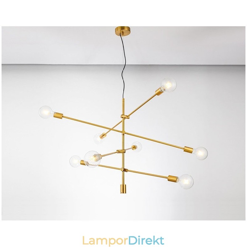 6 Ljus Kopparkrona Med Glasskärmslampa